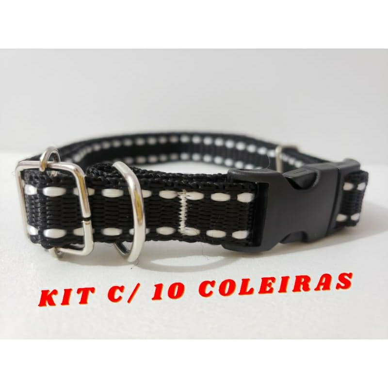 Kit c/ 10 coleiras para cachorro de pequeno e médio porte