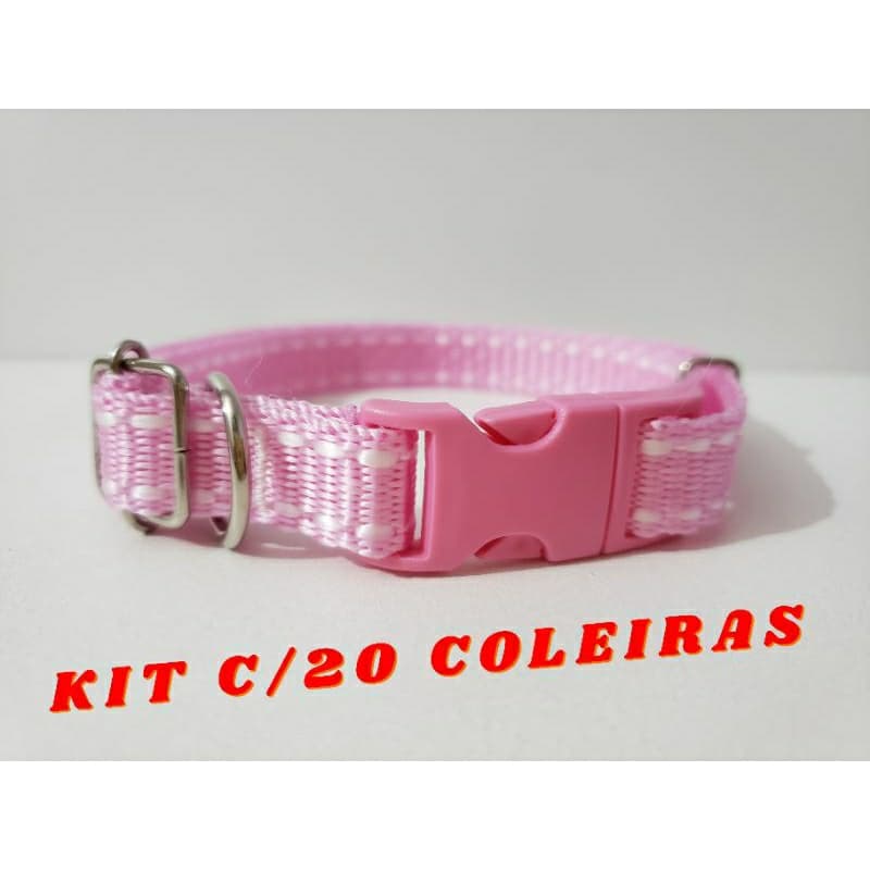 Kit c/ 20 coleiras para cachorro de pequeno e médio porte
