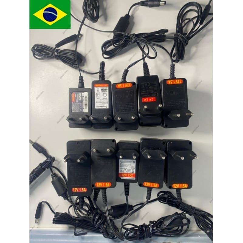Fonte 12v 1.5A plug-in p4 ideal para Cameras cftv e fitas de Led kit com 30 unidades