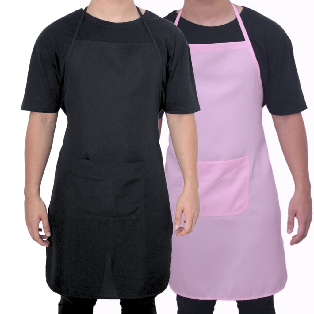Kit de Dois Aventais Preto e Rosa Cozinha Churrasqueiro Oxford Unissex