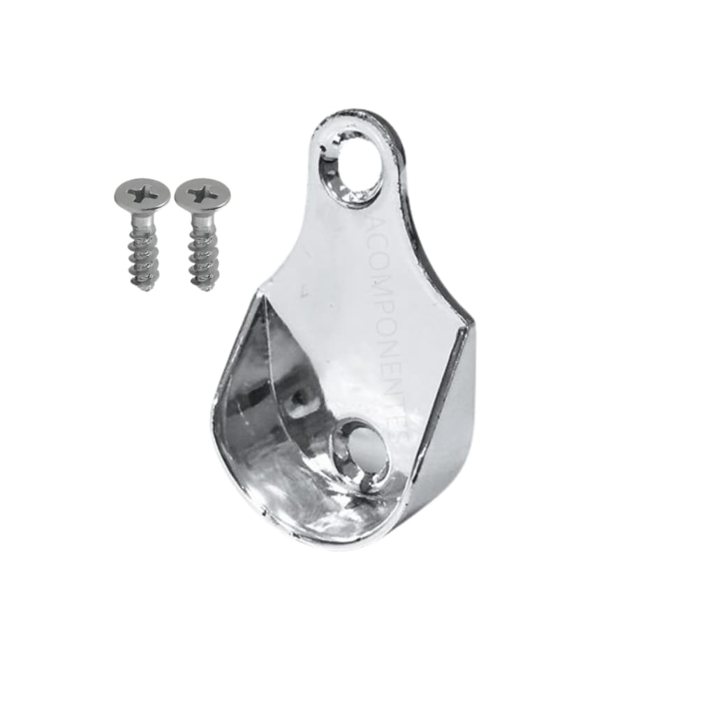 8 Und - Suporte de Tubo Cabideiro Lateral Guarda Roupa Cromado Redondo Metal Zamac + Parafusos