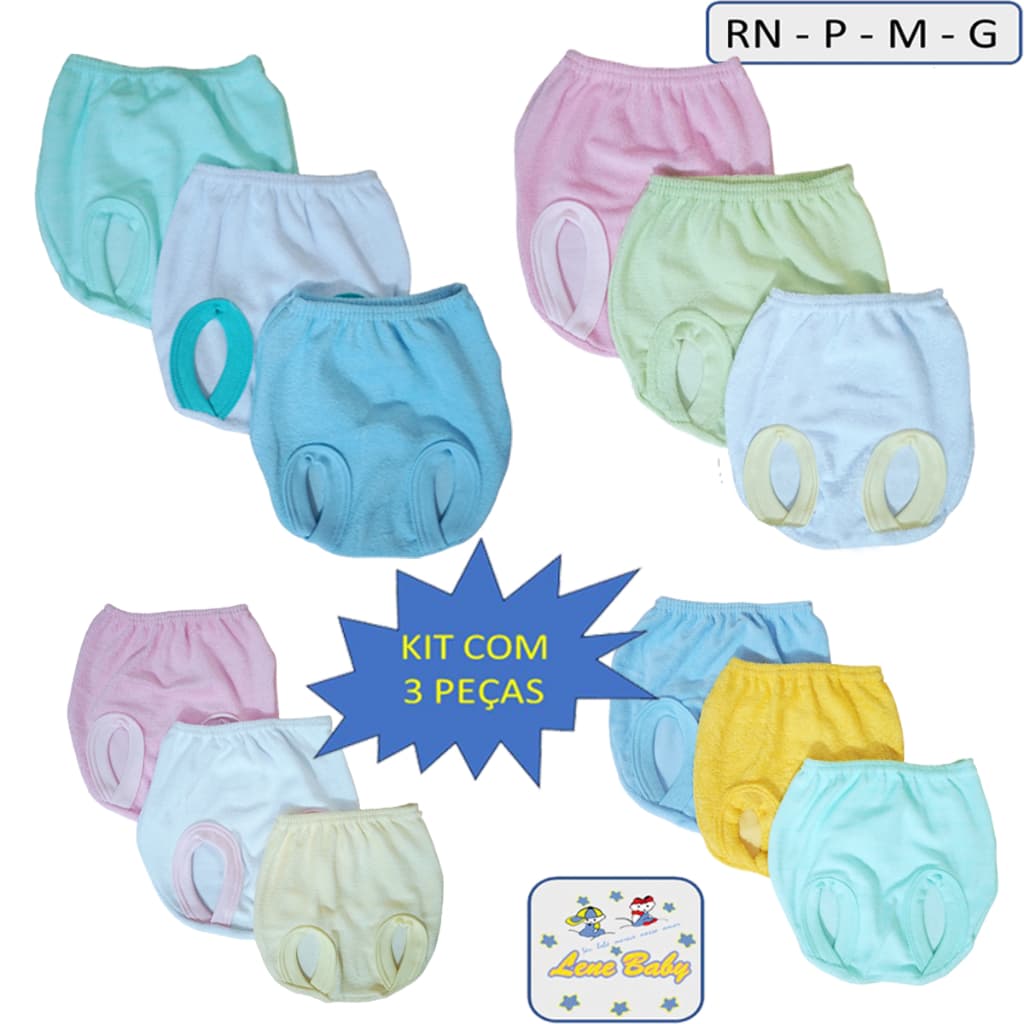 Kit com 3 Tapa Fraldas para Recem Nascido bebê Malha Algodão
