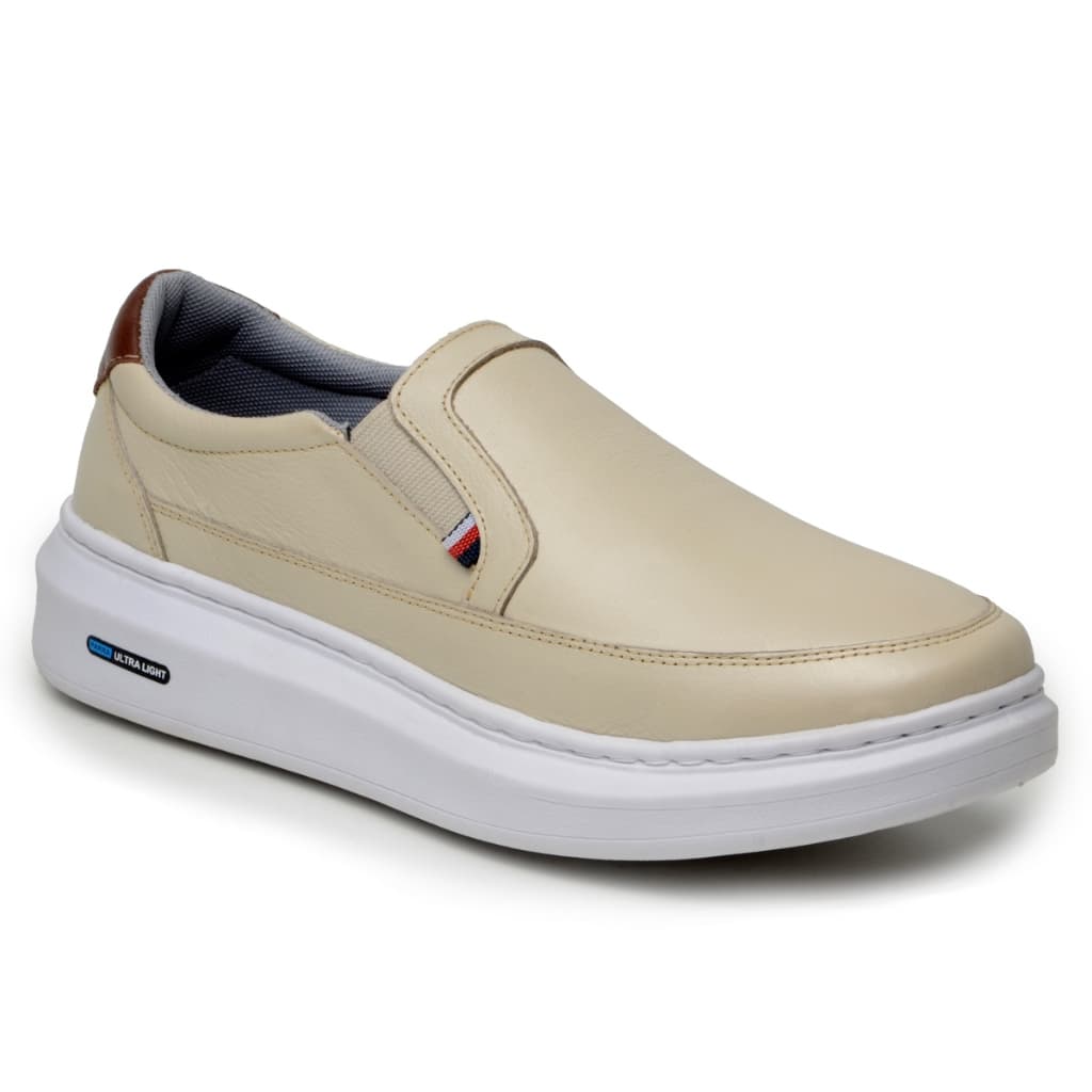 Sapatenis Masculino Mocassim Slip on Couro