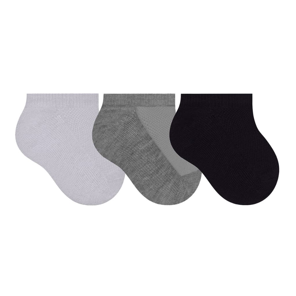 Kit Com 3 Pares Meias Selene De Bebê Sapatilha Cano Curto Com Costuras Lisas De Algodão leve e Macio