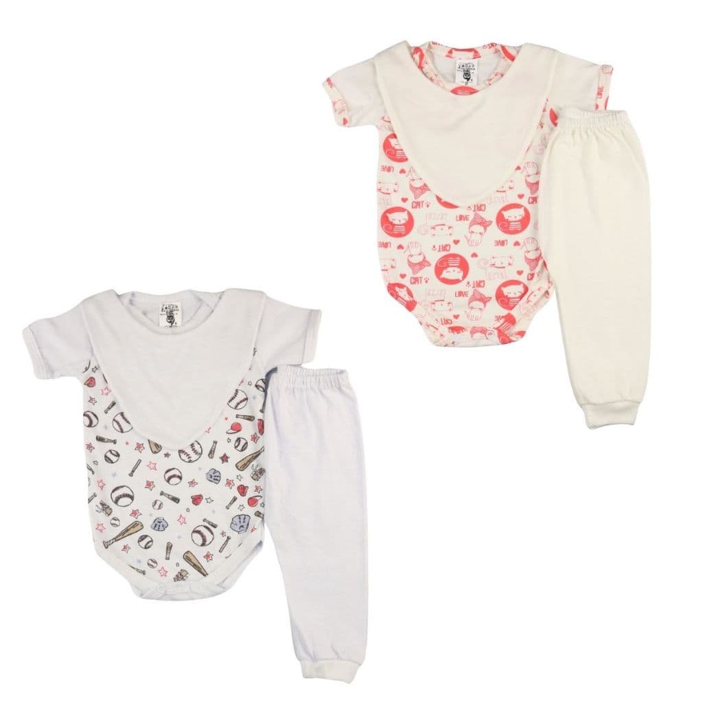 Conjunto Para Bebe Recem Nascido Body Mijao Sem pe Babador