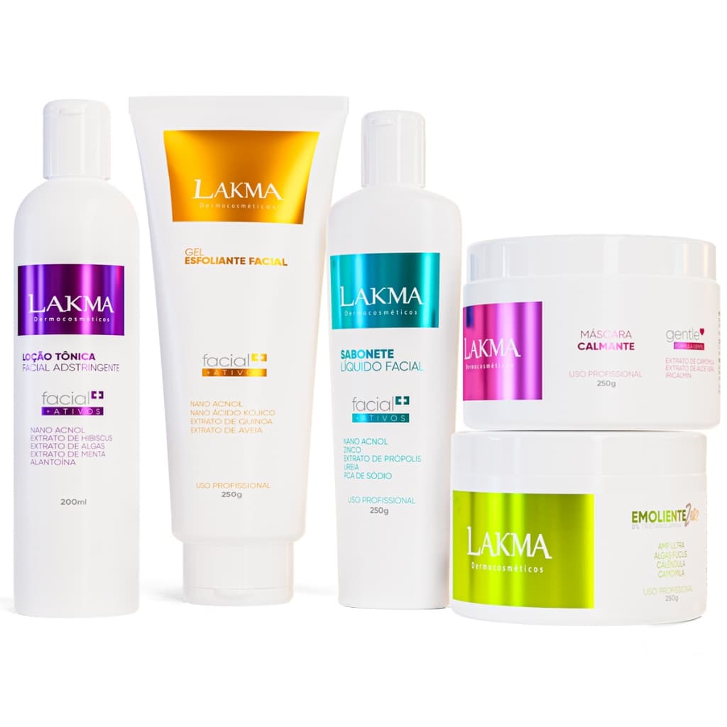 Kit Limpeza De Pele Profunda Profissional Lakma 5 Itens (Emoliente ZERO Trieta)