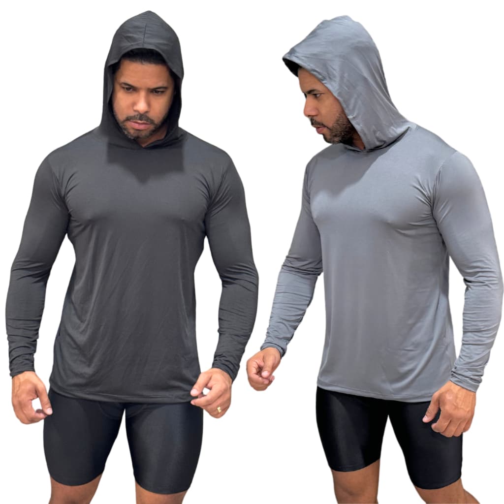 Kit 2 Camisa com Capuz Proteção UV50+ Protege a Pele Da Exposição Ao Sol Tecido Fresco Gelado
