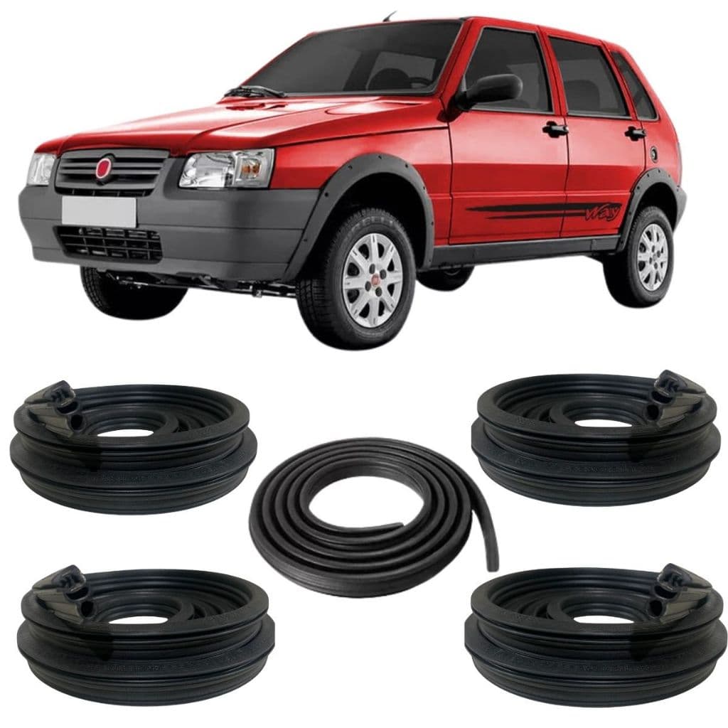 Kit Borrachas de Vedação 4 Portas e Porta Malas Fiat Uno Premio Elba 1986 até 2013
