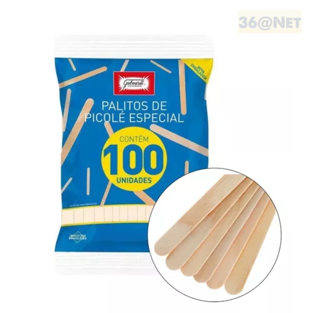 Palito de Picolé Sorvete Madeira Natural Escolar 100und