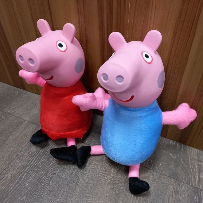 Kit de pelúcia Peppa ping e George ping cabeça de borracha mede 40 cm envio imediato brinquedo barato