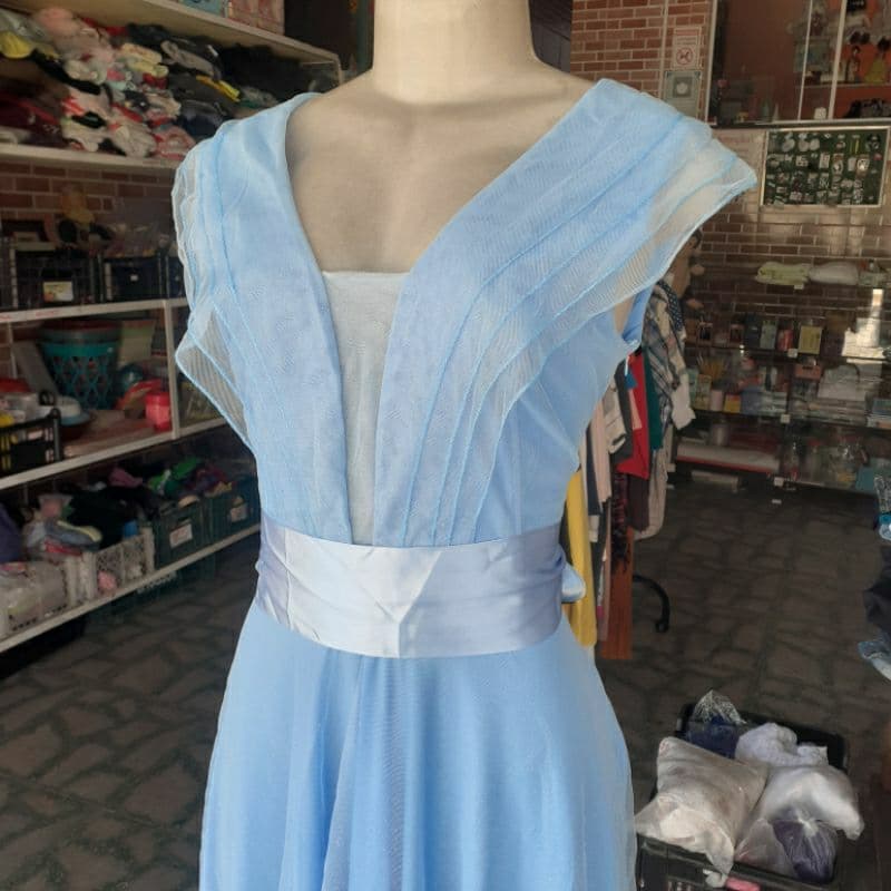 Vestido Azul de Madrinha, plus size, com tule de glitter