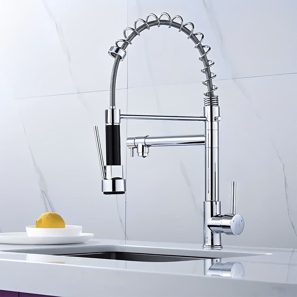 Torneira Cozinha Gourmet Cromada Monocomando Com Spray Extensor Luxo Quente Fria