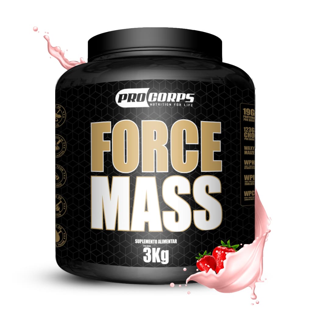 Suplemento Hipercalórico Force Mass Ganho de Massa Muscular Pote 3kg Pro Corps