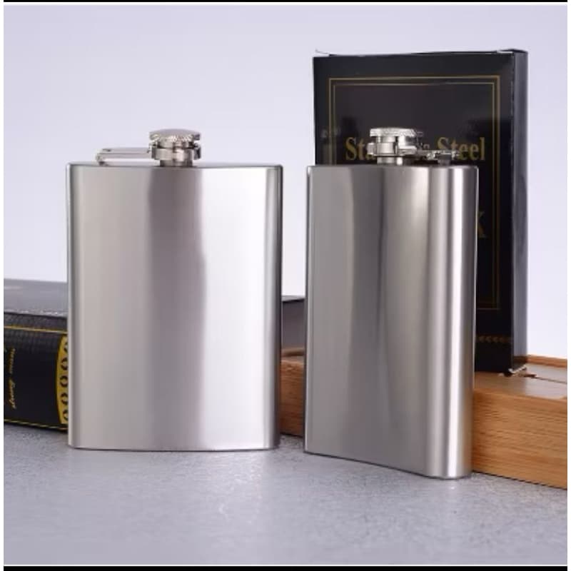 Cantil de bolso em aço inox 8 oz Porta Bebidas Whisky / Vodka Rum 230ML