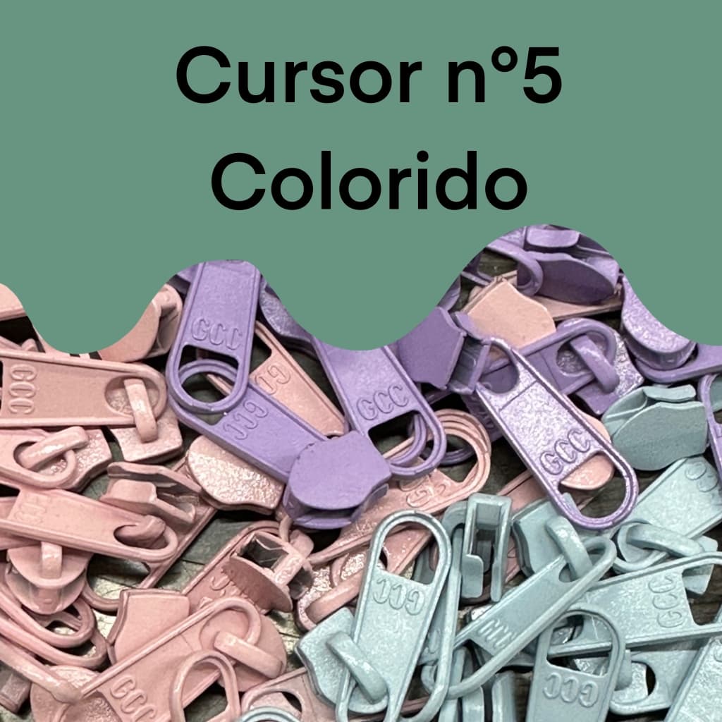 Cursor 5 (puxador) para ziper 5/6 COMUM- 50 unidades - varias cores e banhos - para bolsas e mochilas