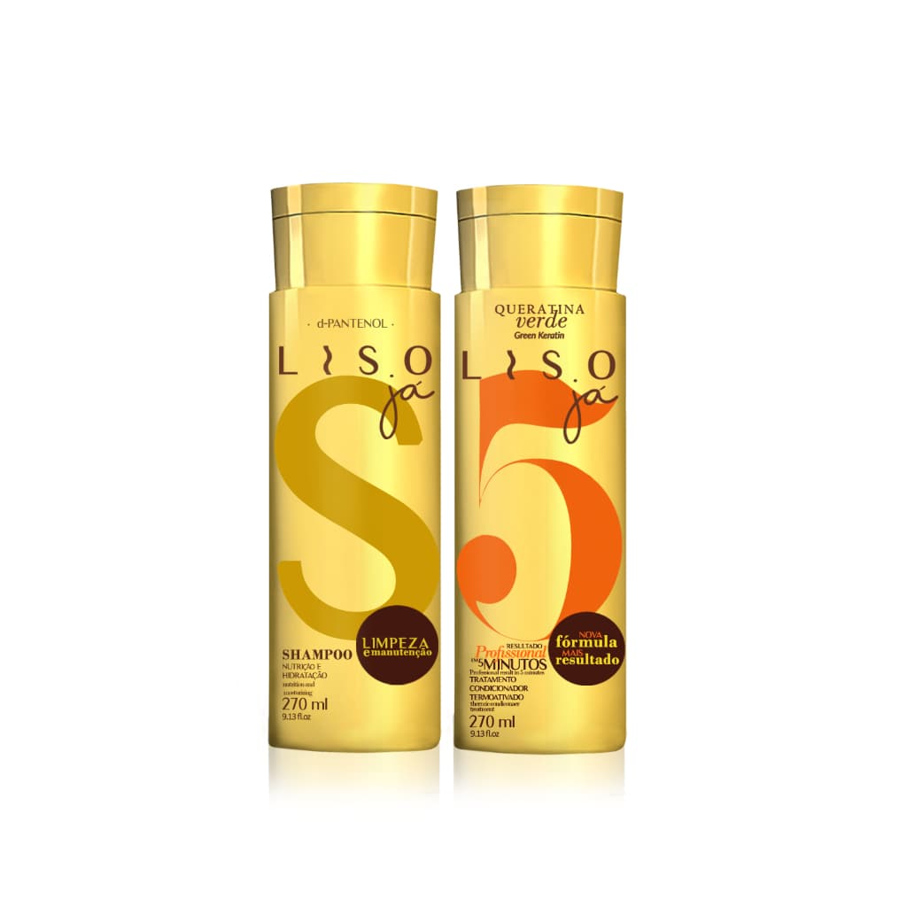 Kit Liso Já Shampoo+Condicionador 270ml Alisamento restauração sem formol sem química