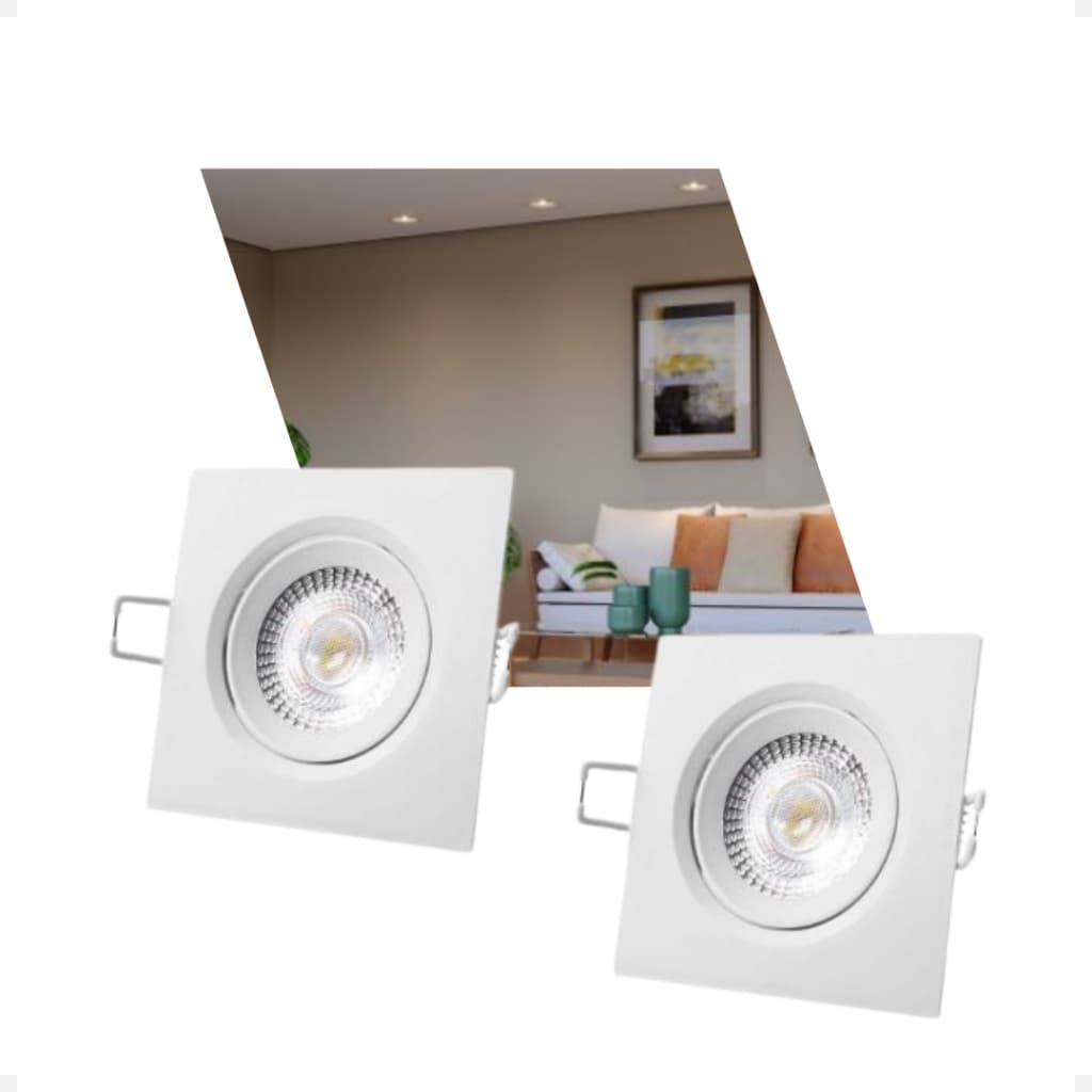 Kit 5 Spot Led Quadrado Embutir Direcionável Super Forte 5w