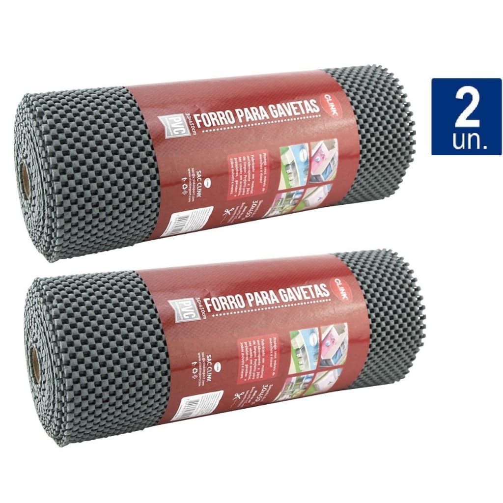 Forro para Gavetas Armário Cozinha Organizacao Antiderrapante Rolo 30cmx460cm 2 unidades