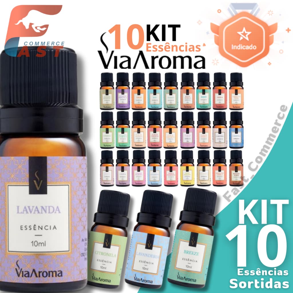 Kit 10 Essencias Via Aroma 10ml Sortidas para difusor de aromas fragrâncias mistas Kit exclusivo