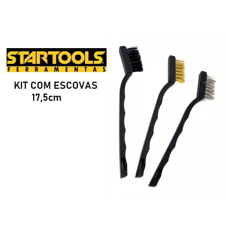 Conjunto De Escova De Aço 17,5Cm Startools Multiuso 3 Peças Aço Latão Nylon Cabo Plástico Top Estilo