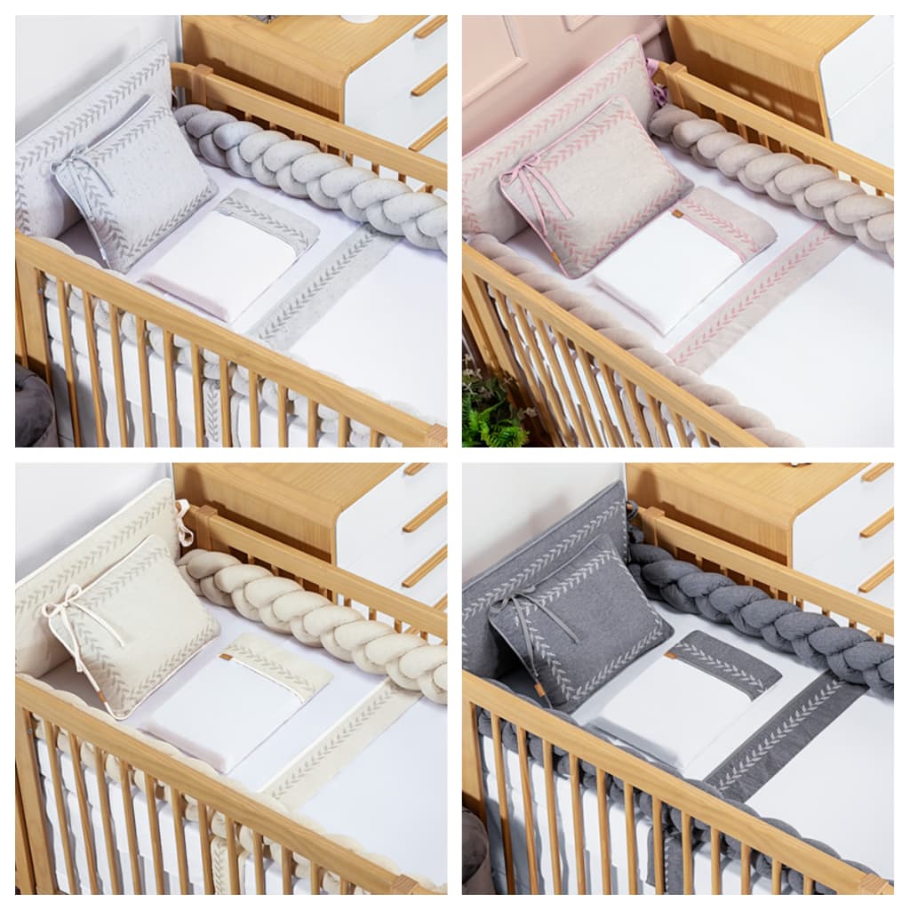 Kit Berço Menina Menino Americano Trança Linho 6 Peças 100% Algodão Batistela Baby