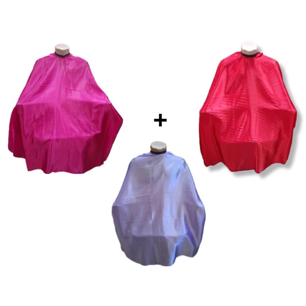 kit 3 capas de corte em cetim fecho em ziper para barbearias e salão de beleza