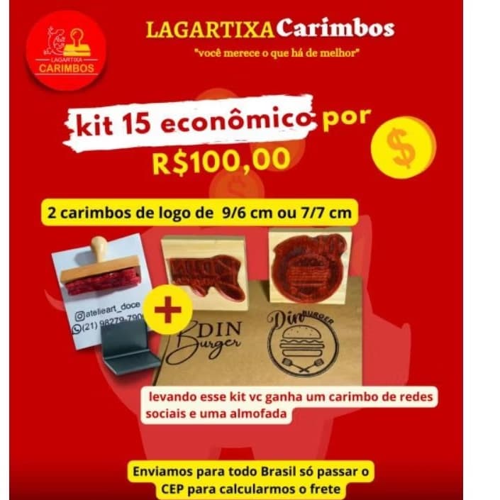 2 carimbo de 7/7 cm ou 9/6 cm com almofada grátis+ uma almofada 9/6 cm na cor preta