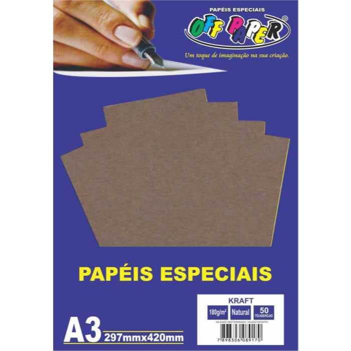 Papel Kraft Natural A3 180g C/50 Folhas