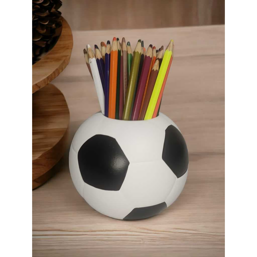 Porta Lápis ou Vaso Formato de Bola Futebol Ceramica