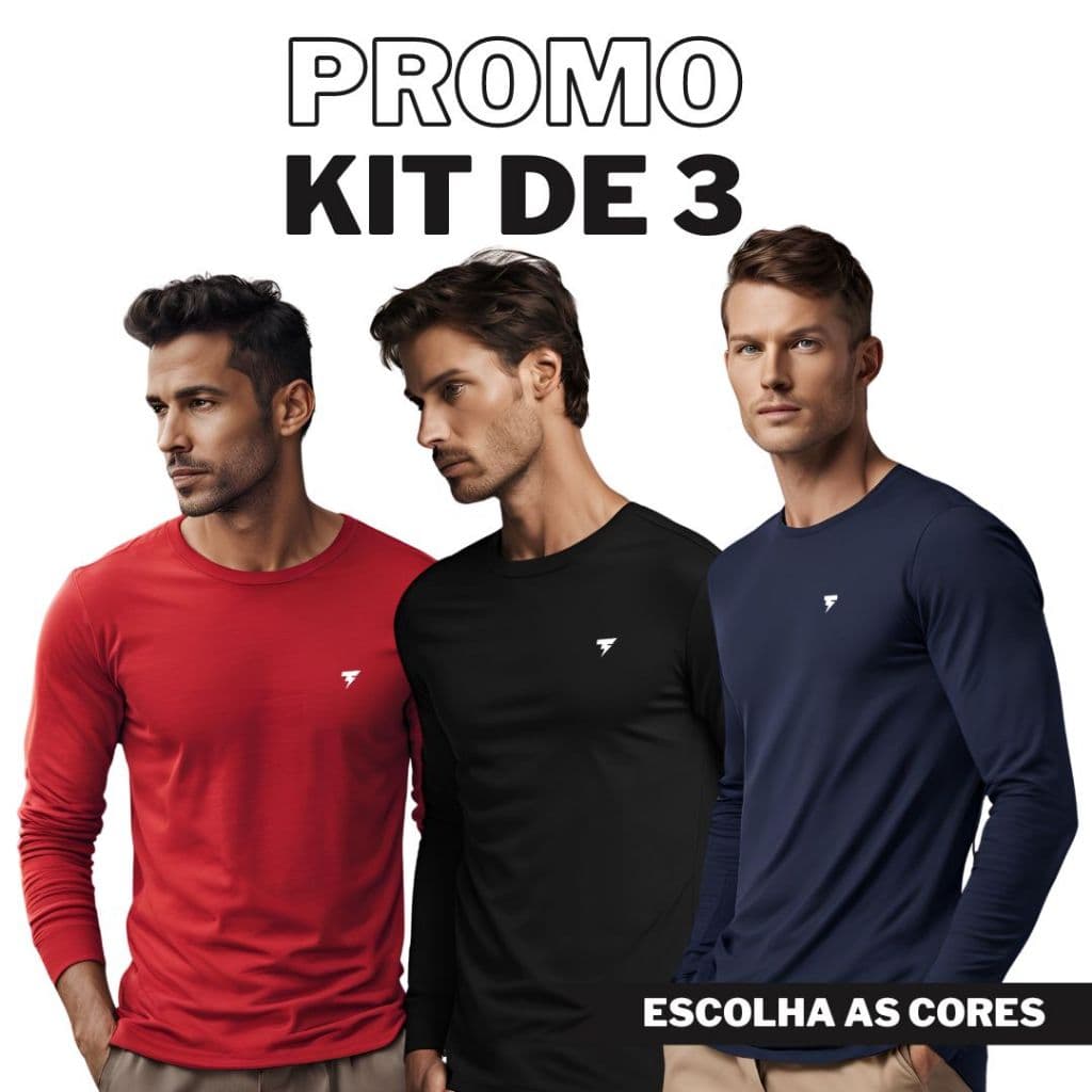 3 Camiseta Térmica Masculina Segunda Pele Camisa Uv Proteção Contra o Sol