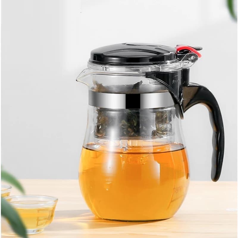Chaleira de Vidro 900ml com Infusor Filtro Removível Bule Jarra Café Chá Mesa