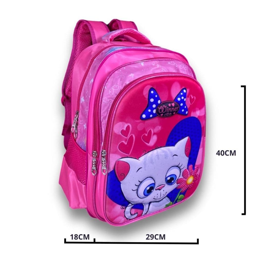 Mochila Infantil 3D Grande Media Volta As Aulas Impermeavel Crianca Menina