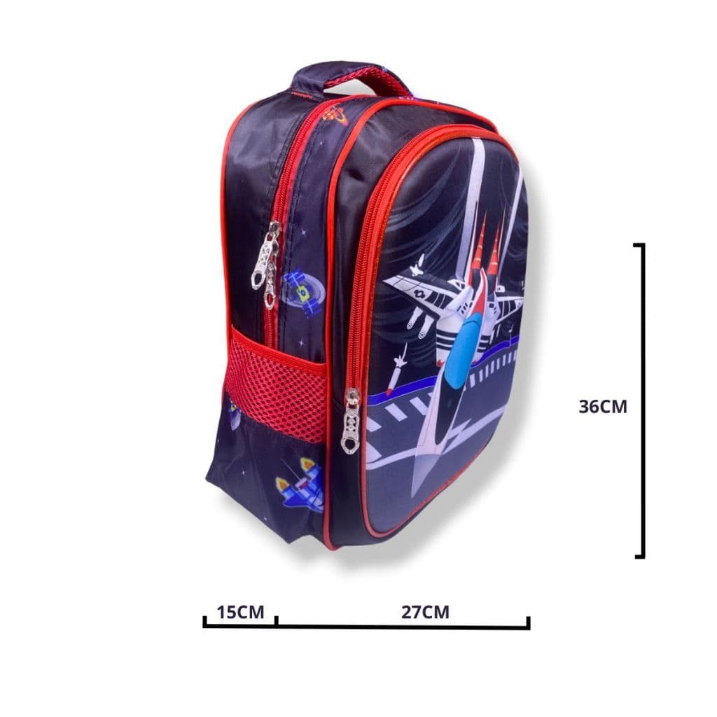 Mochila Infantil Capa Dura 3D Avião Espacial Passeio Escolar Viagem Com 2 Compartimentos