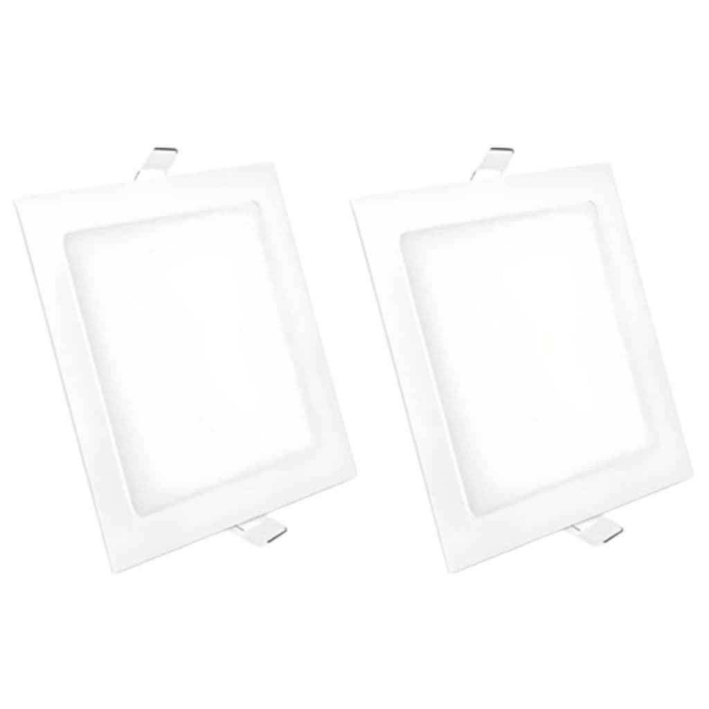 Kit 2 Luminária Painel Plafon Led Embutir Quadrado 12w Bivolt Elgin