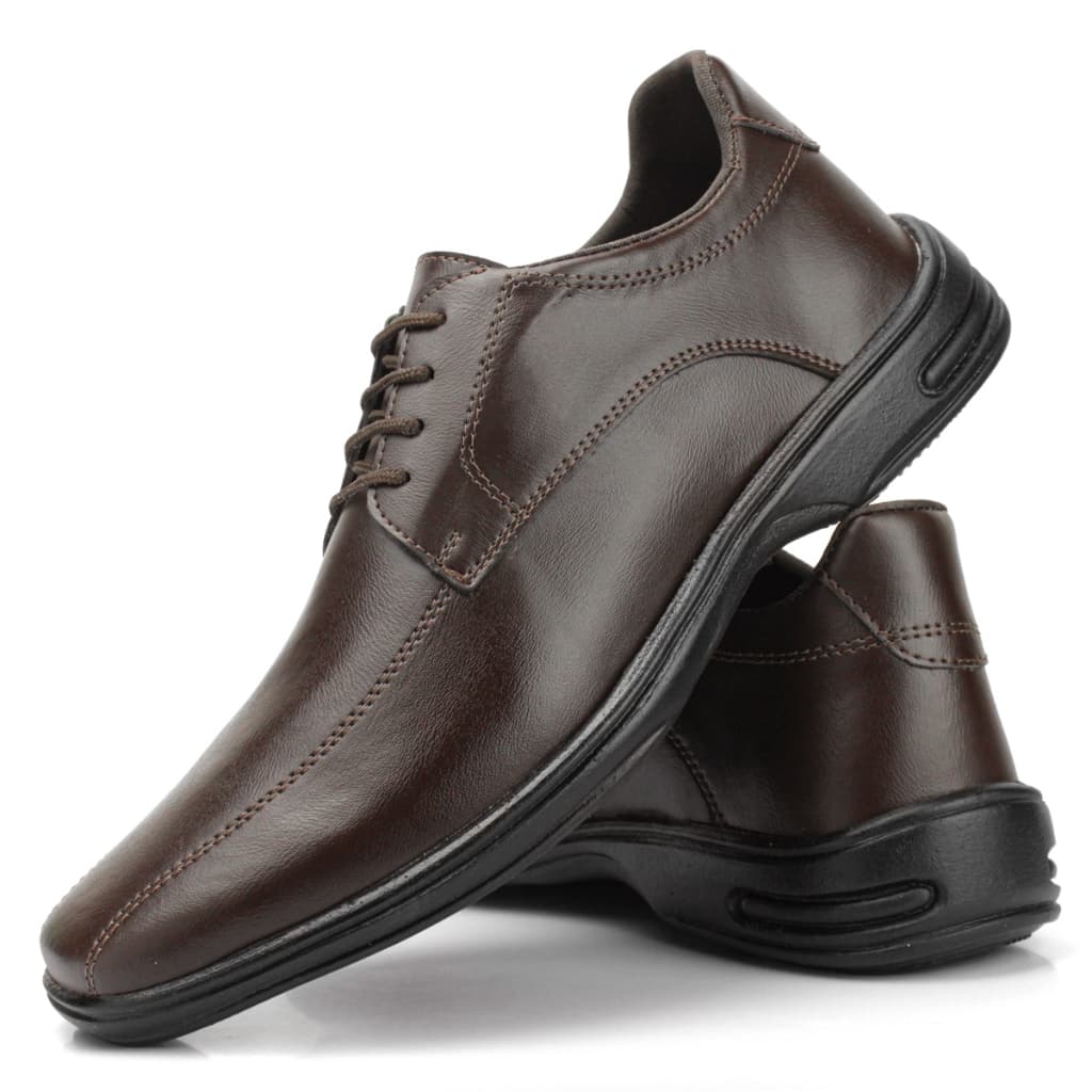 Sapato Masculino de Couro Sintético Elegância e Durabilidade Confort Com Cadarço