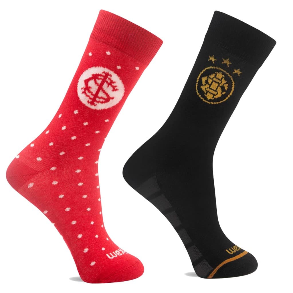 Kit 2 pares Meia Juvenil Casual Futebol Sport Clube Internacional