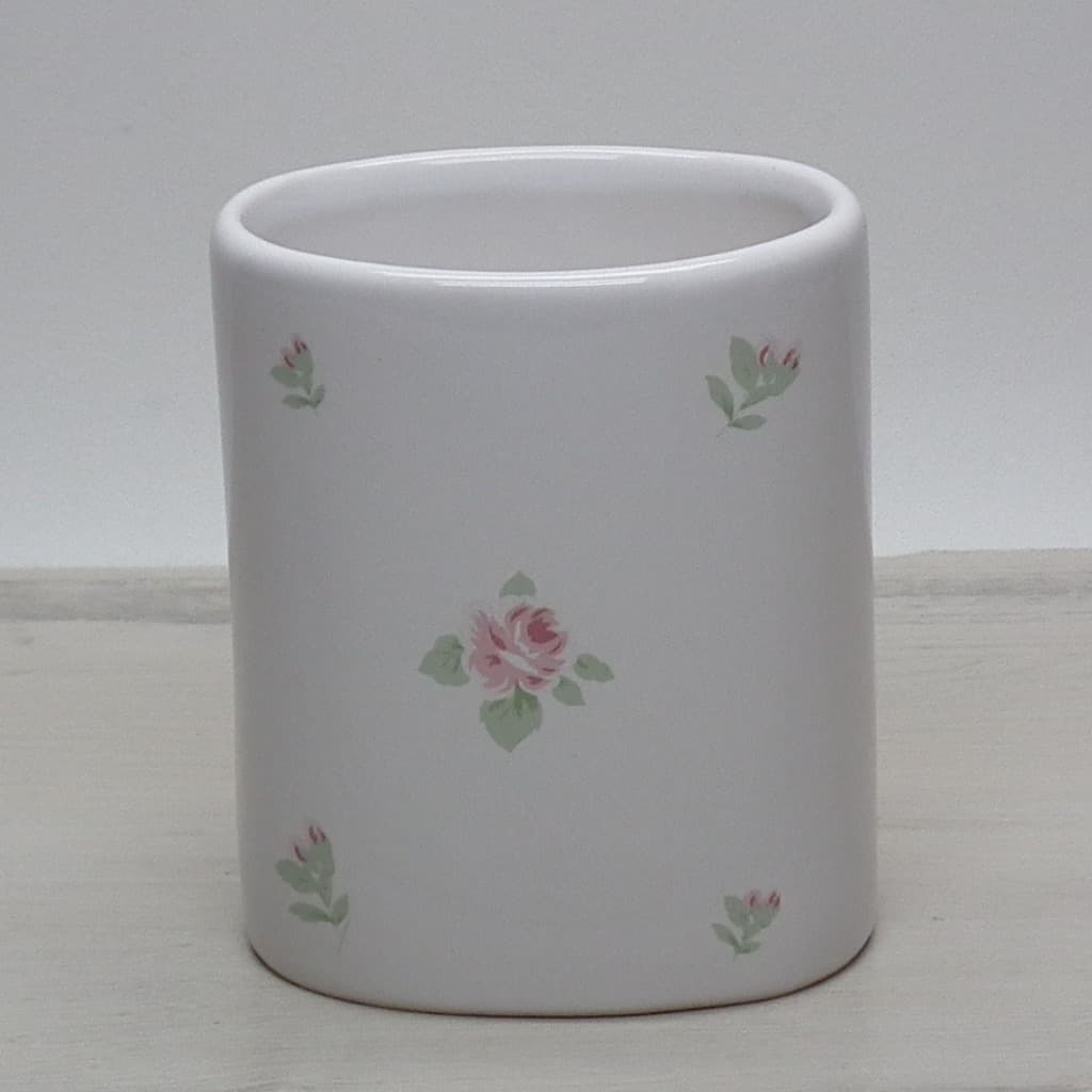 Porta Pentes Cerâmica Floral Rosa Escovas de Cabelo , Tesourinha , Escovas de dentes , Porta treco Lavabo Banheiro