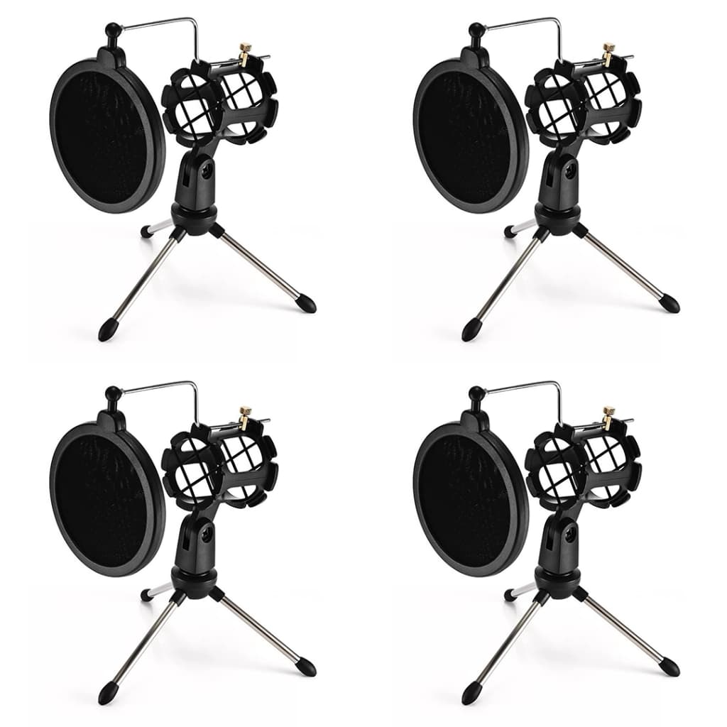 Kit 4 Suporte Tripé Móvel De Mesa Com Pop Filter Ante Vento