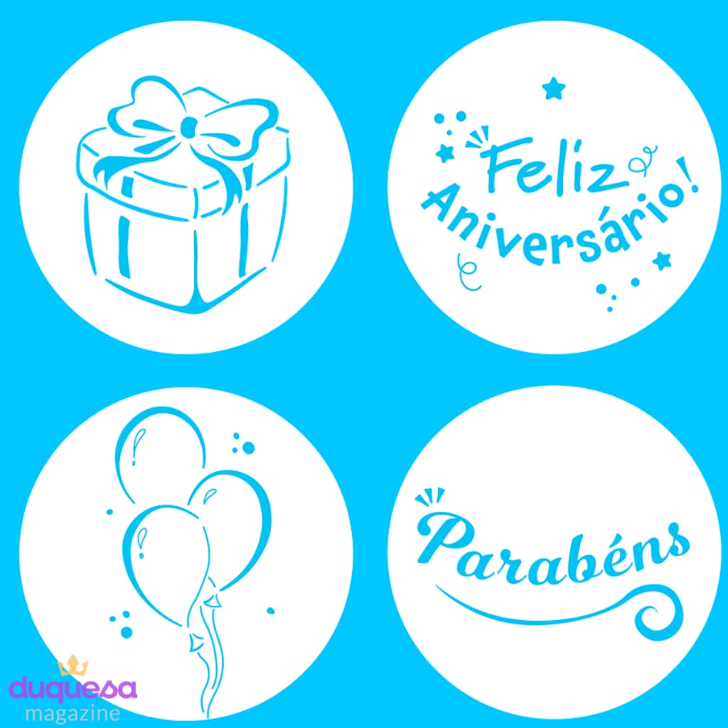 Kit Mini Stencils Parabéns 1 Pacote com 4 unidades - BLUE STAR