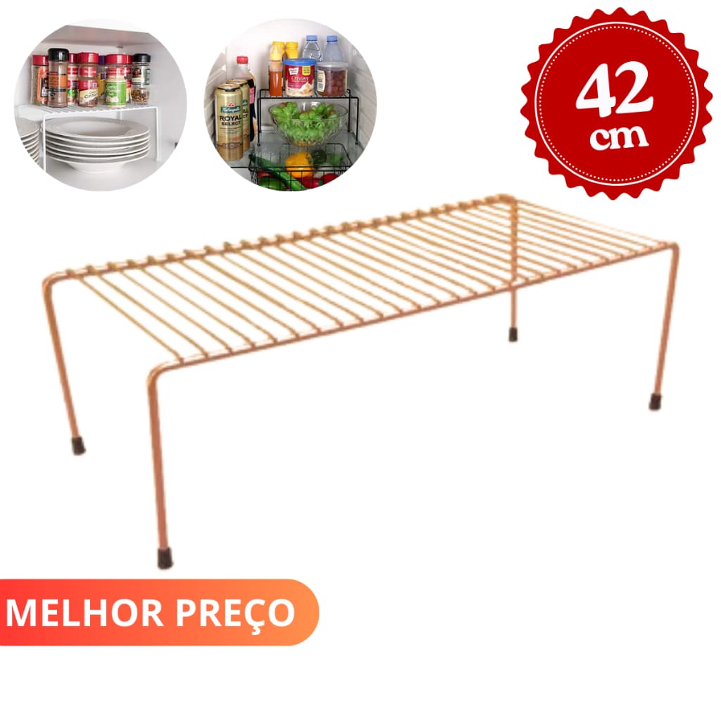 Organizador Armário Cozinha Prateleira Aramado 42cm Rose