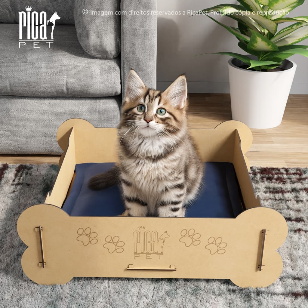 Cama Para Cachorro Gato Caminha Pet Luxo Madeira Colchão