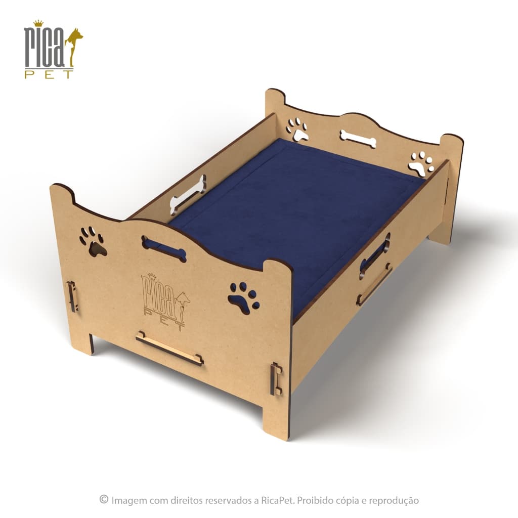 Caminha Pet Cachorro Gato Cama Madeira Colchão Luxo Cor Casa