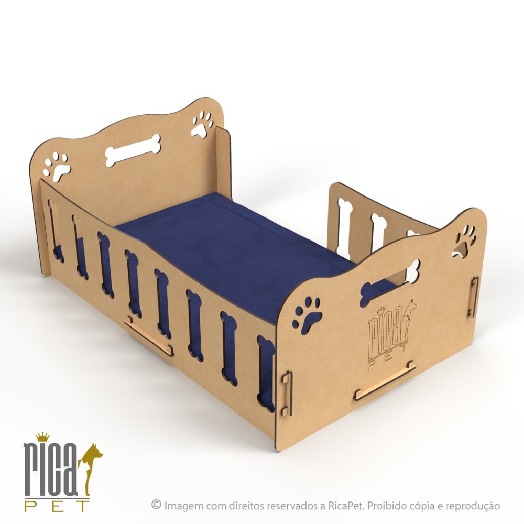 Caminha Cachorro Gato Pet Luxo Madeira Colchão Cama Ossinho Ricapet