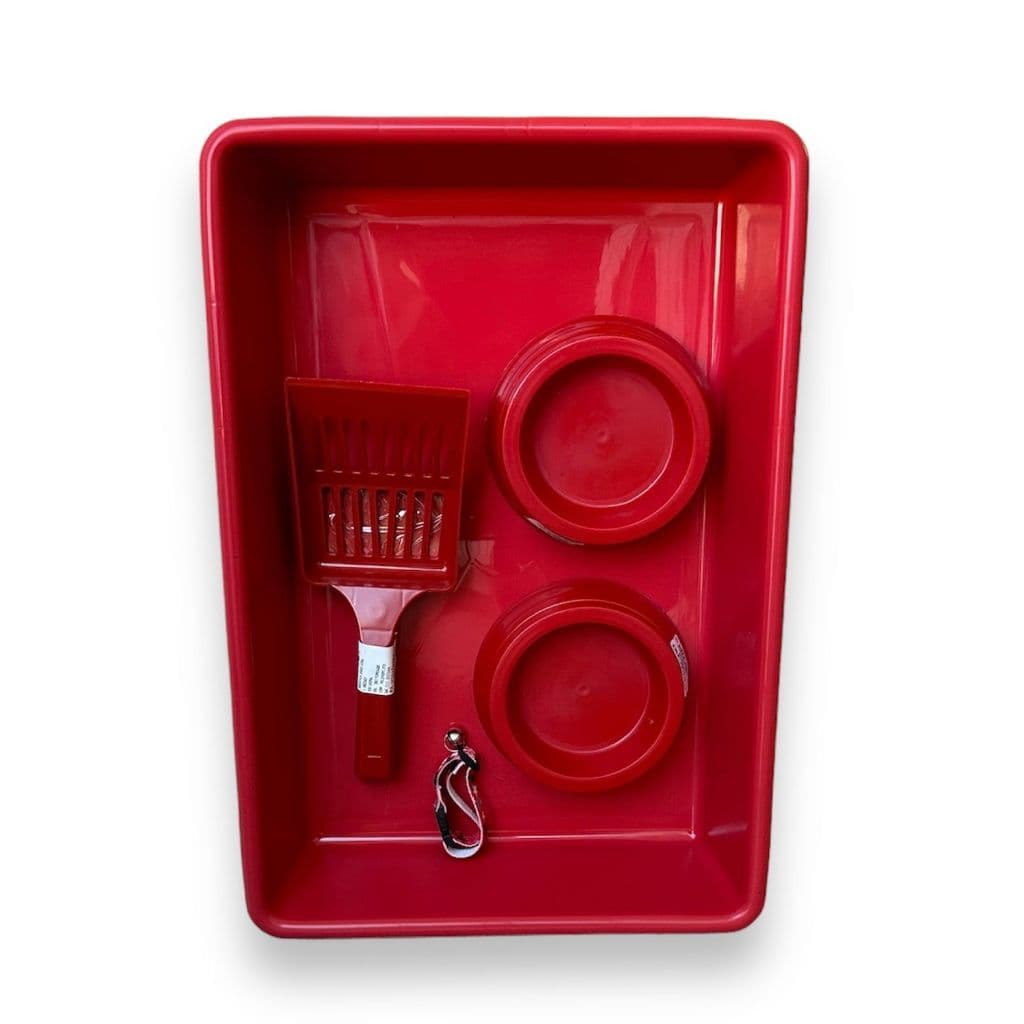 Kit caixa de areia para gatos higiênico com pá comedouro bebedouro bandeja BRINDE