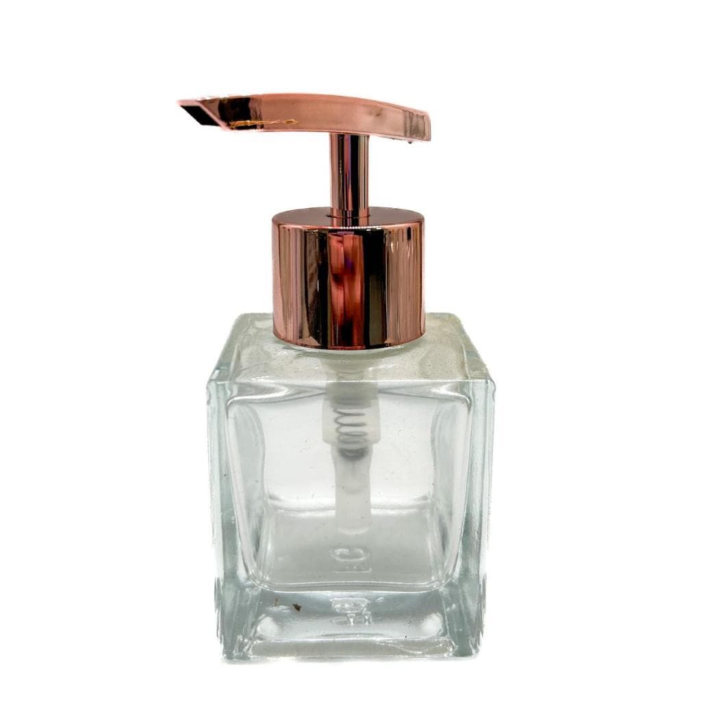 01 Frasco de Vidro CUBO 100ML com Válvula Pump Luxo para Sabonete/Creme/Álcool Gel (01 UNIDADE)