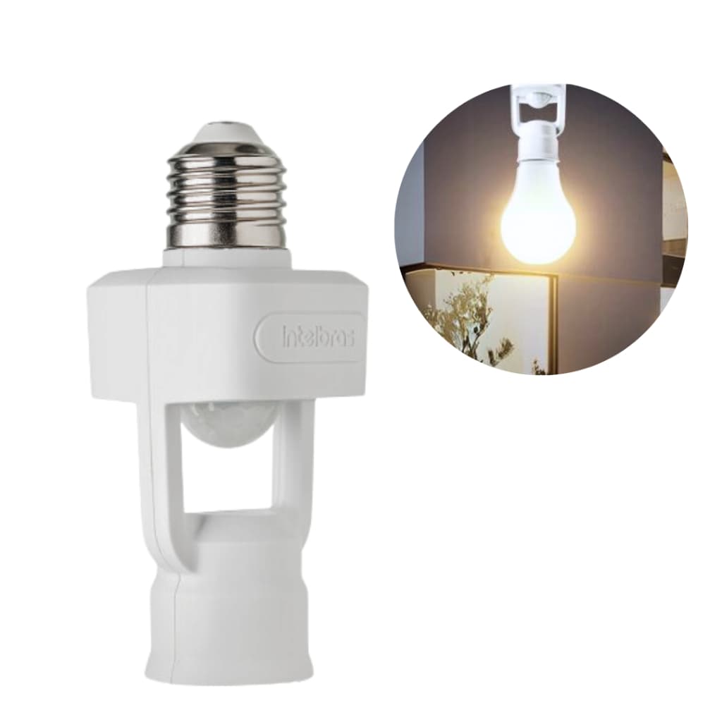 Sensor De Presença e Interruptor Lâmpada Soquete E27 Espi 360 S Intelbras Fotocélula.