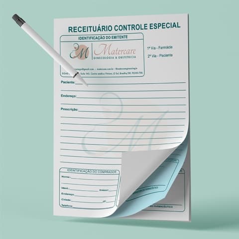Bloco de controle especial 2 vias colorido 14x20cm qualquer profissão