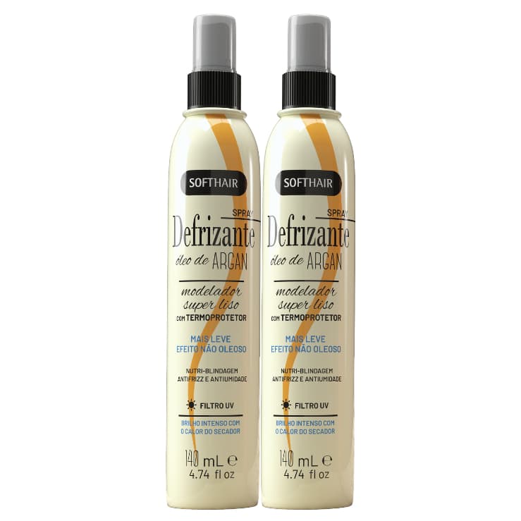 Defrizante Spray Óleo de Argan 140ml Softhair 2 Unidades