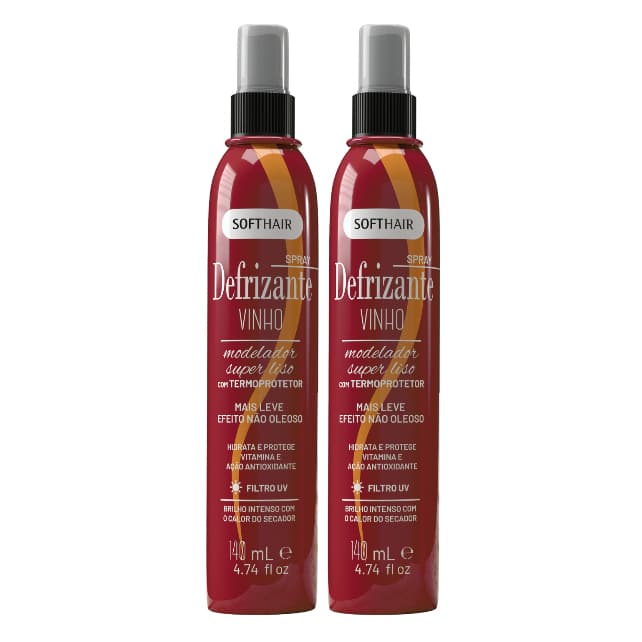 Defrizante Spray Vinho 140ml Softhair 2 Unidades