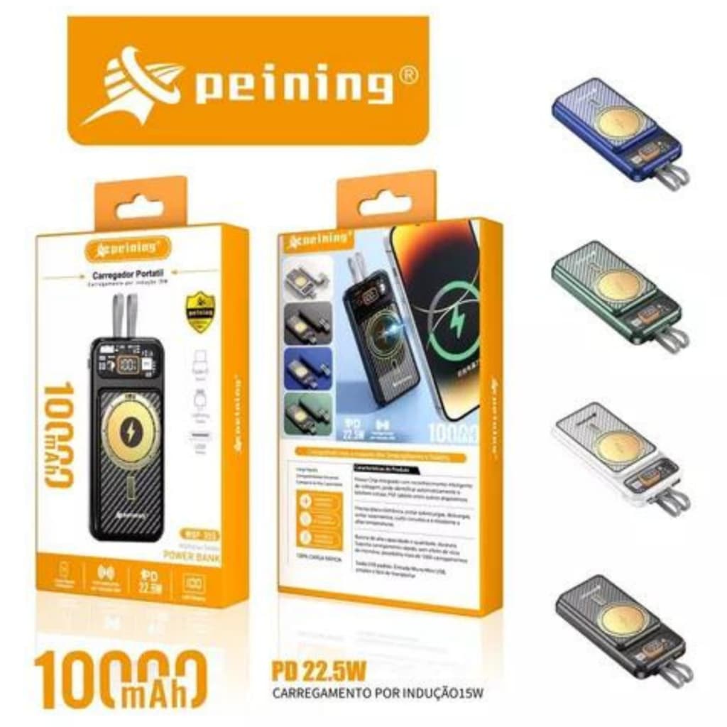 Carregador Portátil Turbo Bateria por indução Power Bank 10.000mAh PD22.5W WUP-355/KA-9220